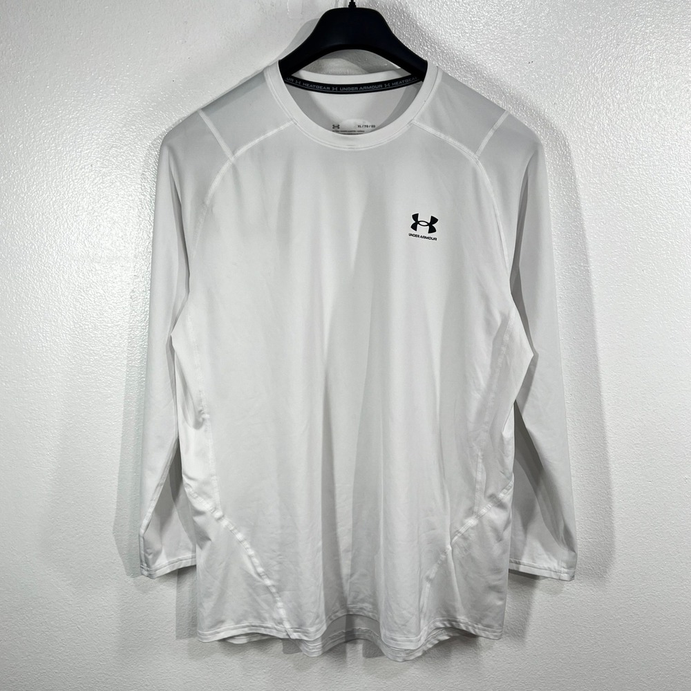Under Armour HeatGear Long Sleeve Shirt Mens XL White Performance Base Layerโ